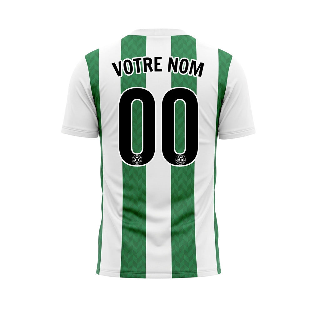Vert Blanc Chevron Rayé Maillot de Football Personnalisé