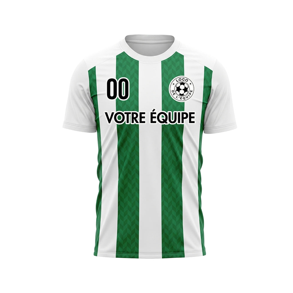 Vert Blanc Chevron Rayé Maillot de Football Personnalisé