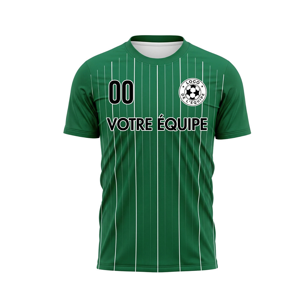 Vert Blanc Fines Rayures Fines Maillot de Football Personnalisé