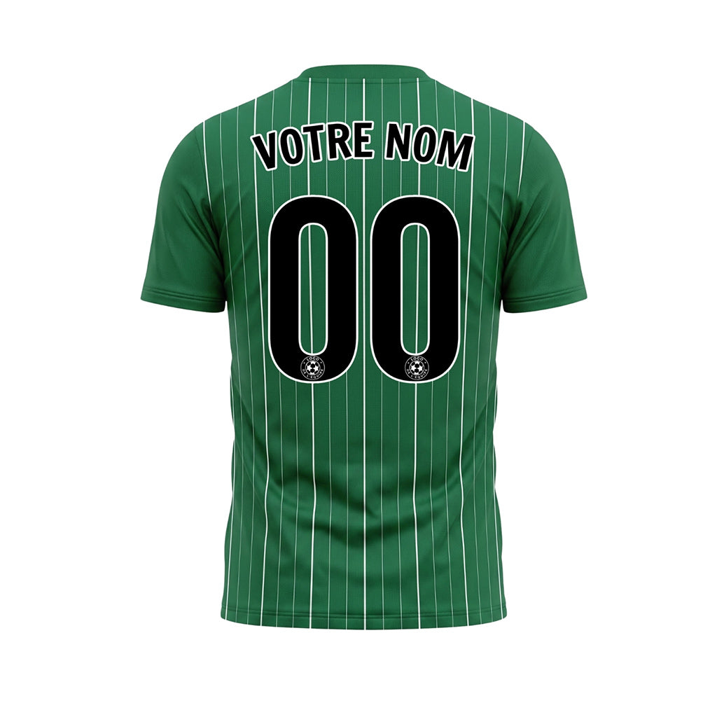 Vert Blanc Fines Rayures Fines Maillot de Football Personnalisé