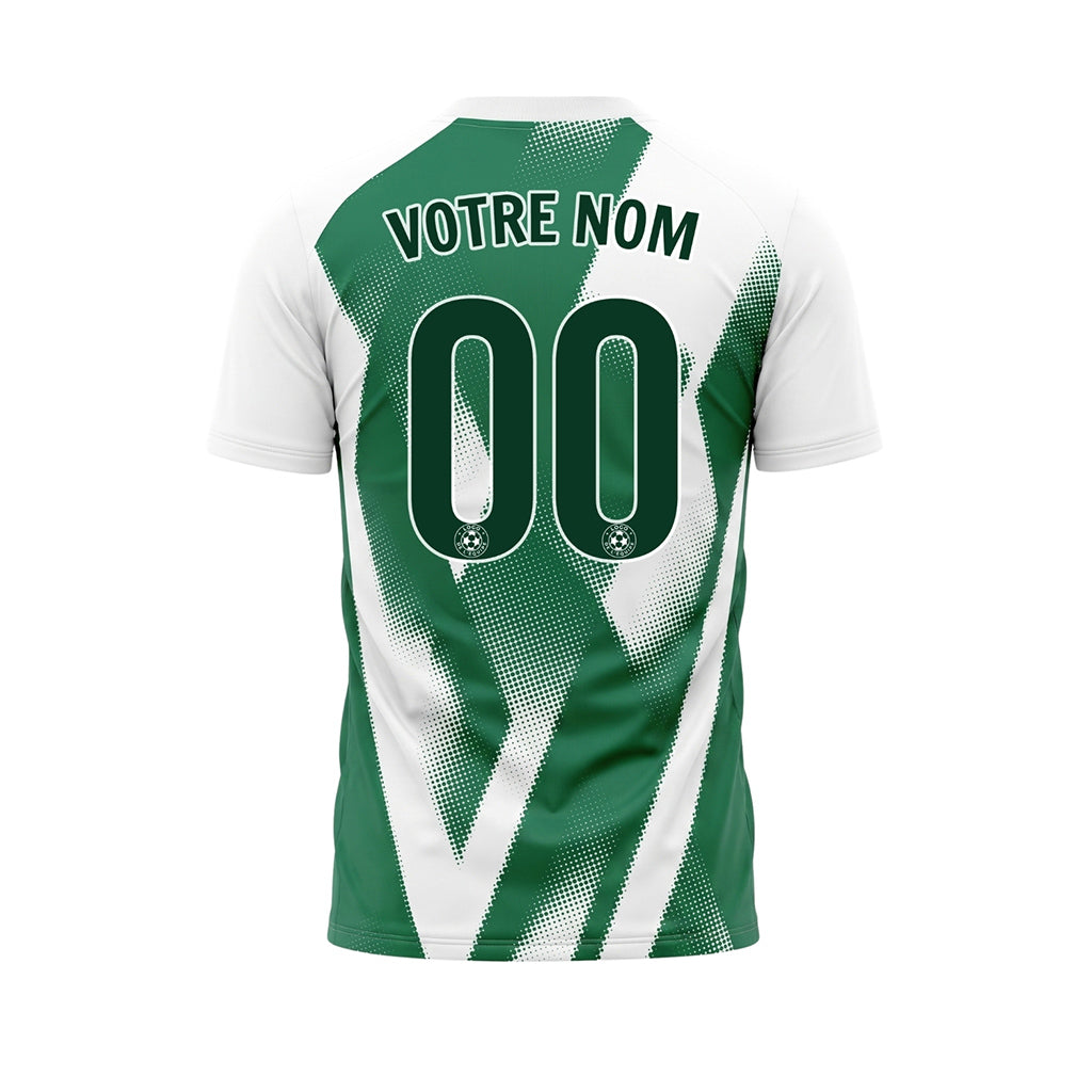 Vert Blanc Demi-Teinte Zigzag Motif Maillot de Football Personnalisé
