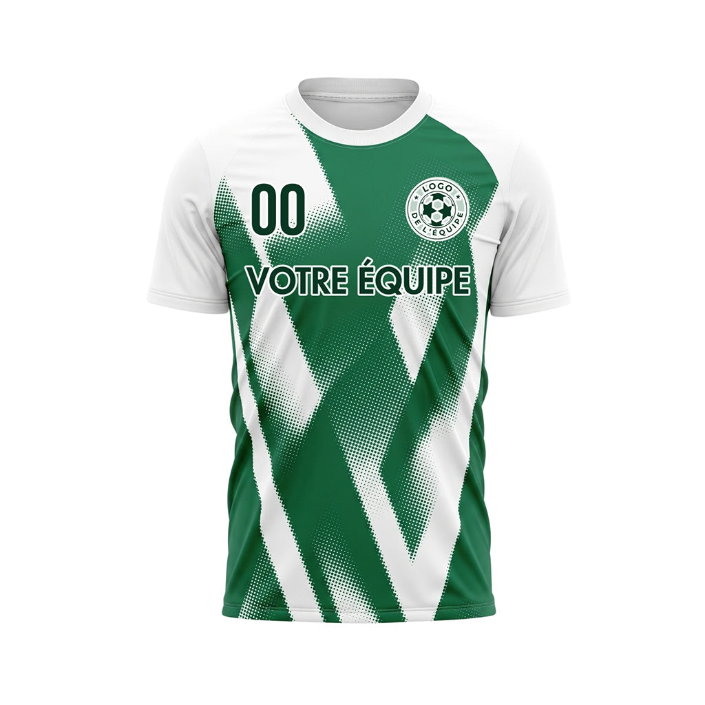 Vert Blanc Demi-Teinte Zigzag Motif Maillot de Football Personnalisé