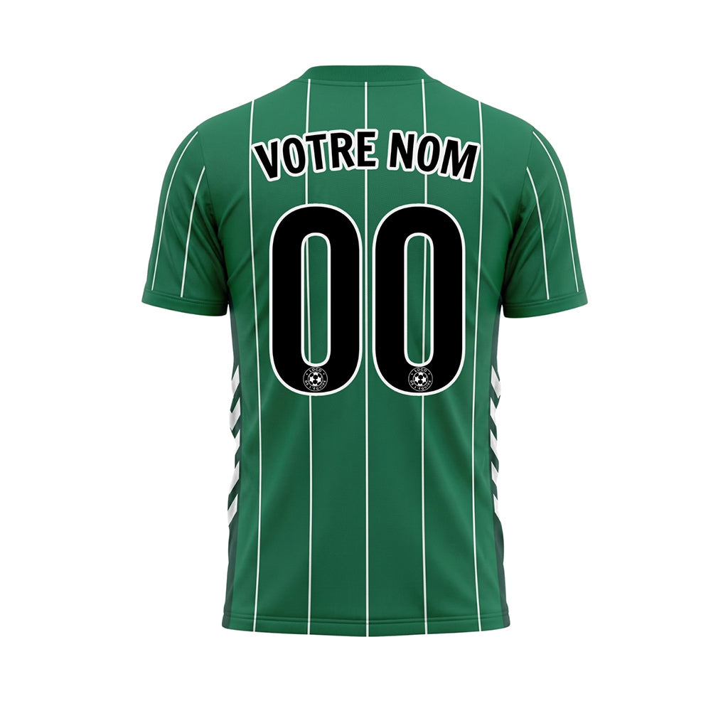 Vert Blanc Rayures Fines Maillot de Football Personnalisé
