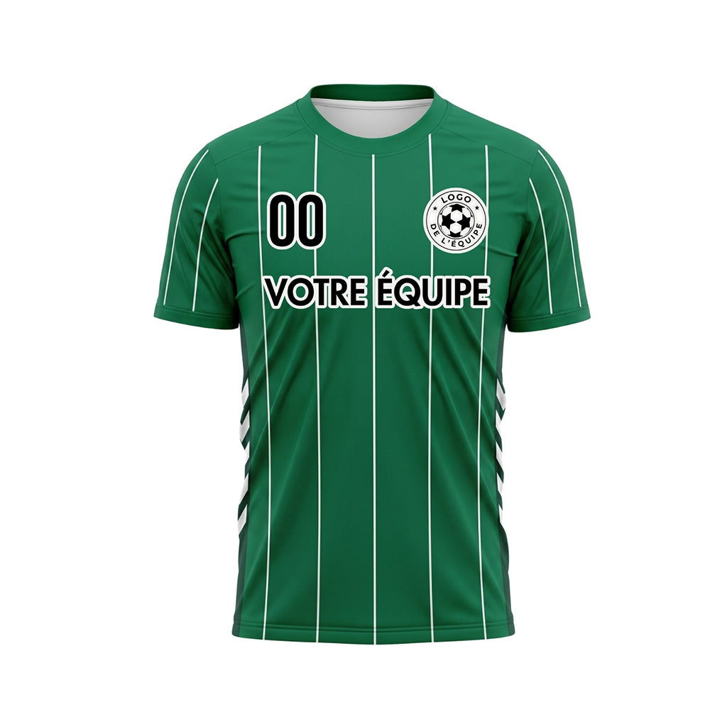 Vert Blanc Rayures Fines Maillot de Football Personnalisé