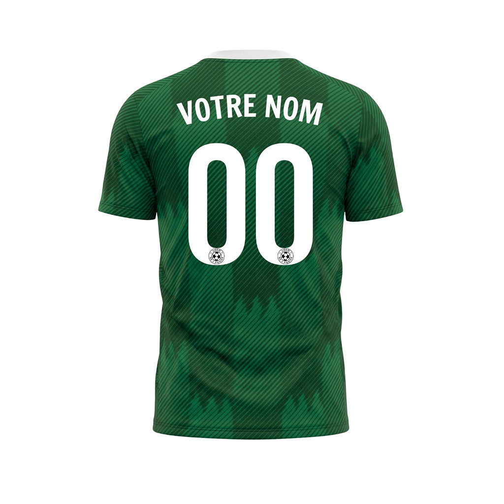 Vert Blanc Col Zigzag Motif Maillot de Football Personnalisé