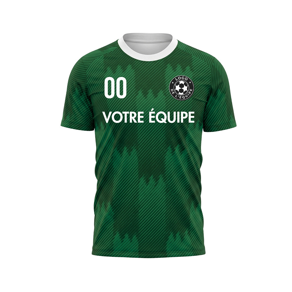 Vert Blanc Col Zigzag Motif Maillot de Football Personnalisé
