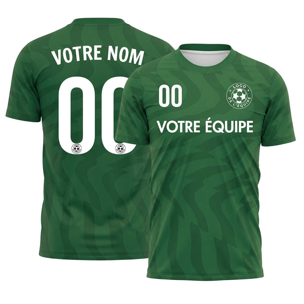 Vert Motif Vagues Maillot de Football Personnalisé