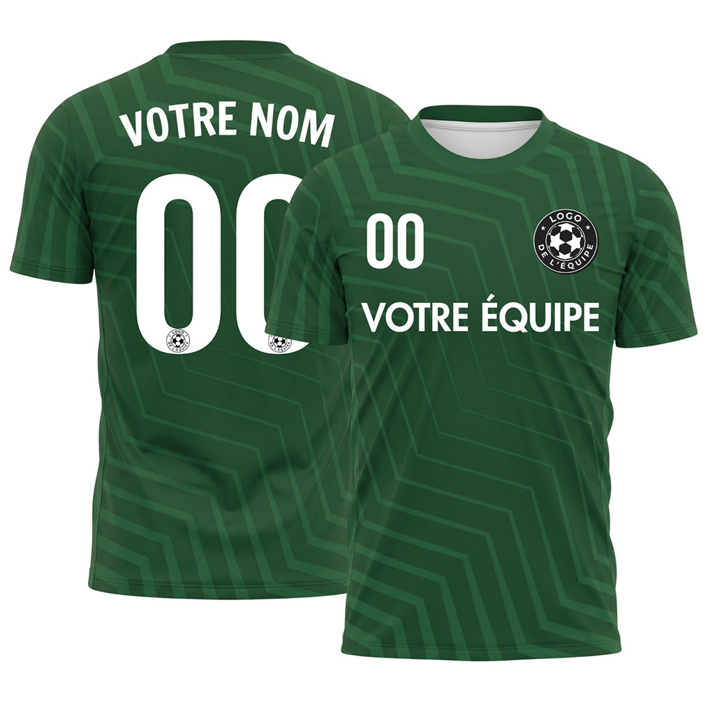 Vert Zigzag Motif (2) Maillot de Football Personnalisé