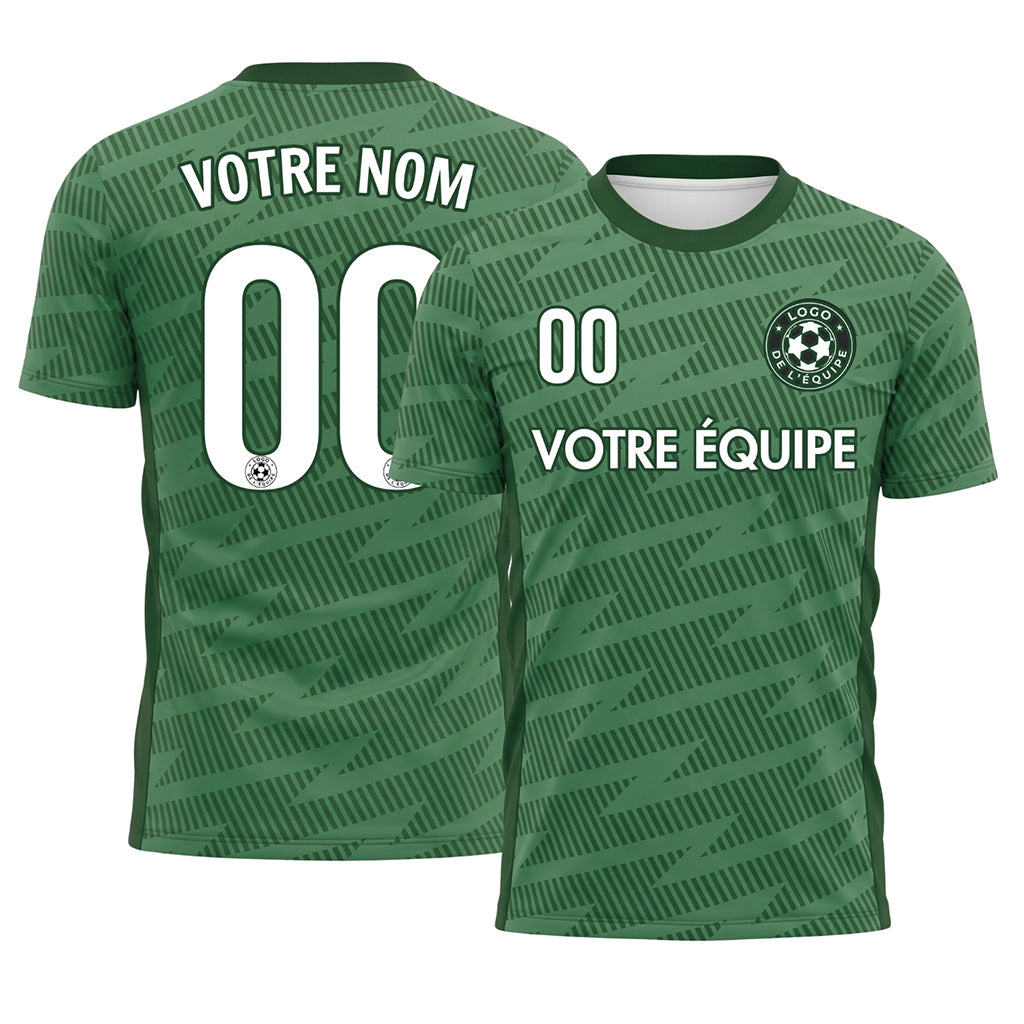 Vert Zigzag Motif Maillot de Football Personnalisé