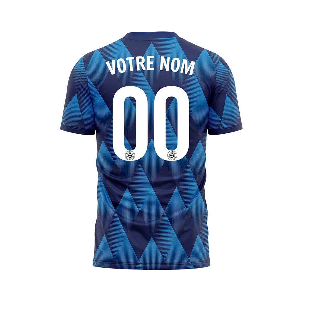 Bleu Clair Bleu Losanges Motif Maillot de Football Personnalisé