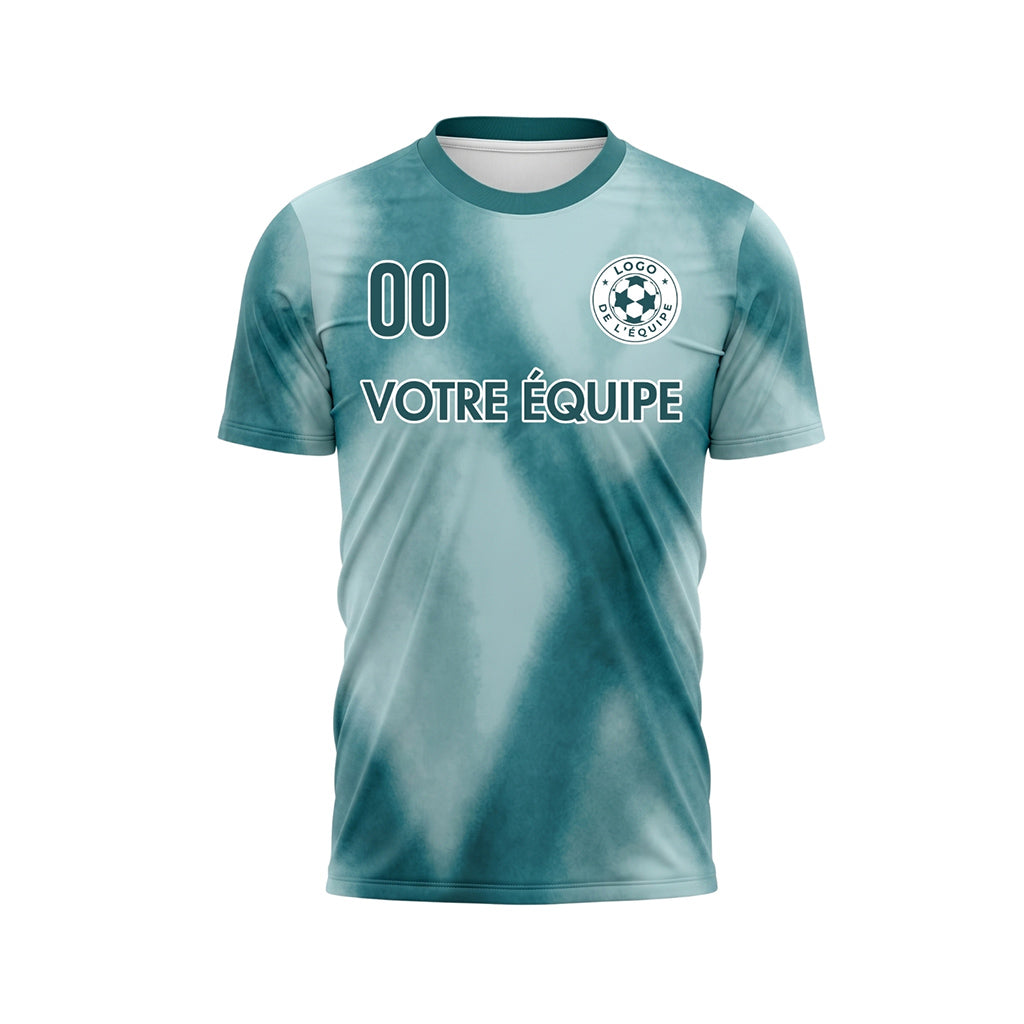 Bleu Clair Vert Émeraude Tie Dye Motif Losange Maillot de Football Personnalisé