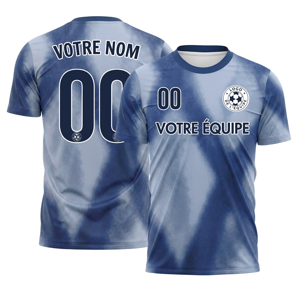 Bleu Clair Tie Dye Motif Losange Maillot de Football Personnalisé