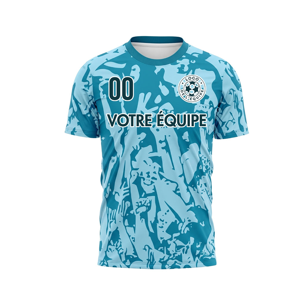 Bleu Clair Turquoise Bleu Abstrait Fan Graphique Maillot de Football Personnalisé