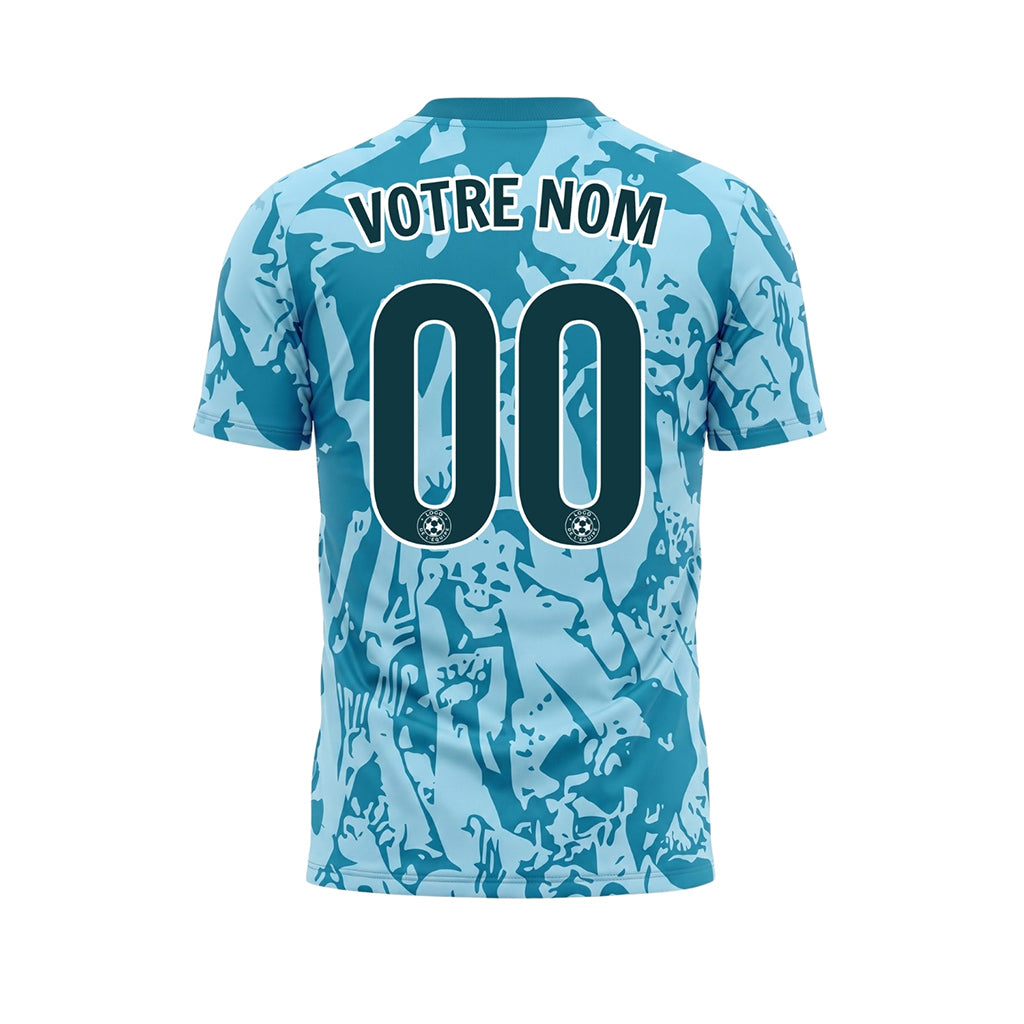 Bleu Clair Turquoise Bleu Abstrait Fan Graphique Maillot de Football Personnalisé