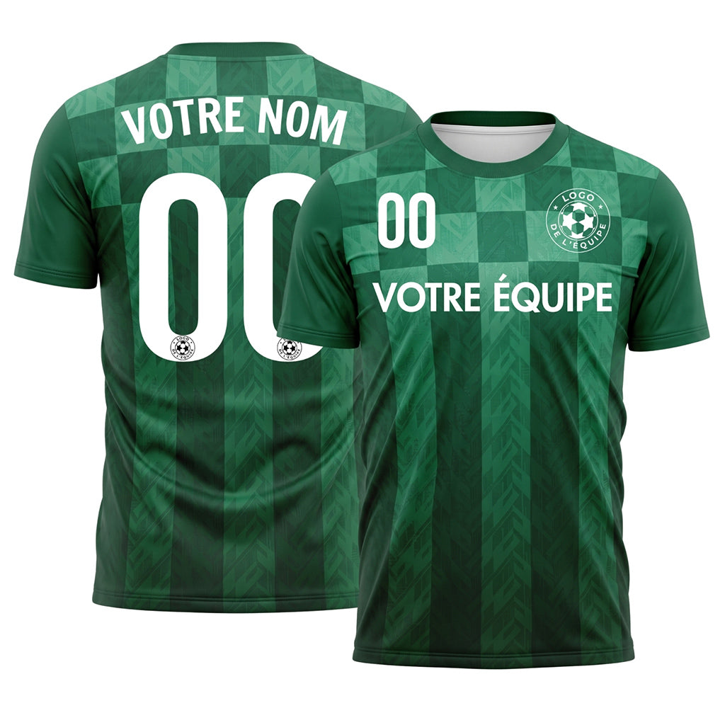 Vert Clair Carreaux Chevron Motif Maillot de Football Personnalisé