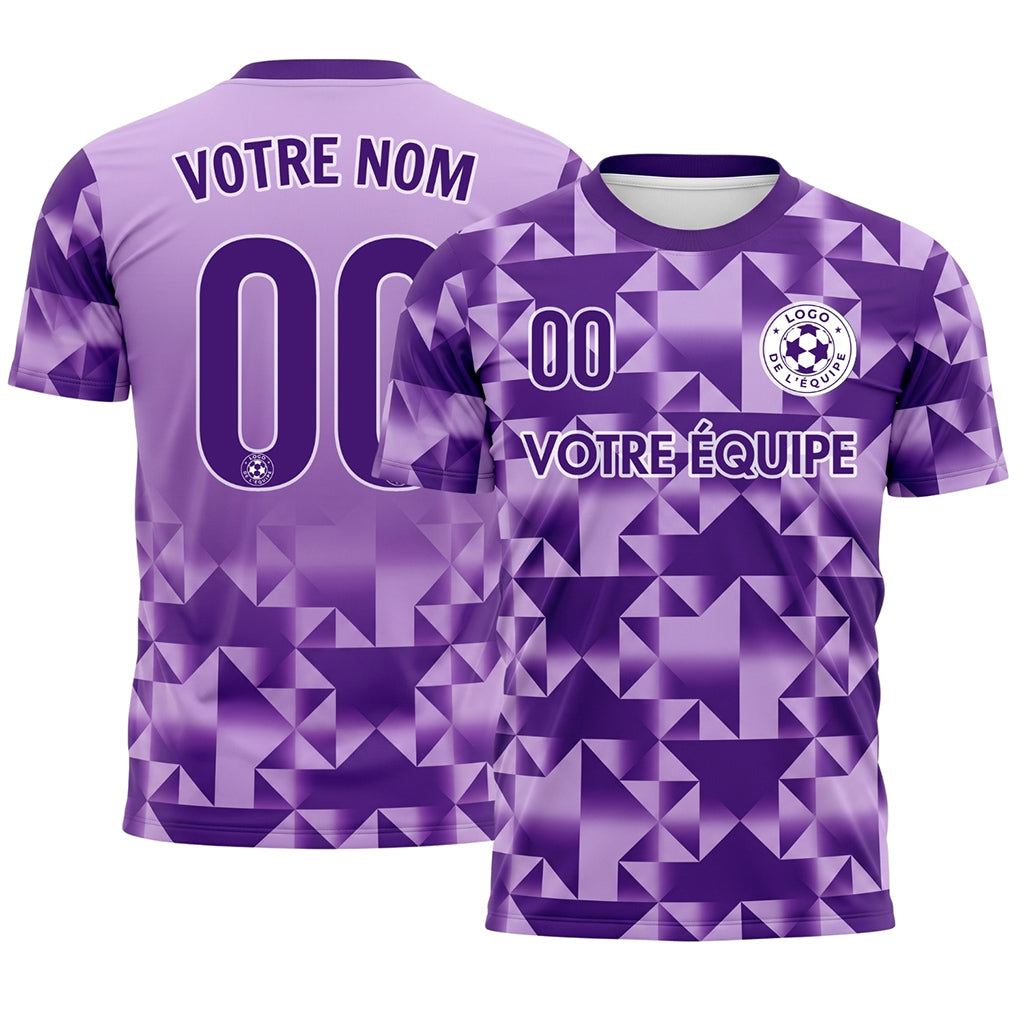 Violet Clair Géométrique Motif Diamant Maillot de Football Personnalisé