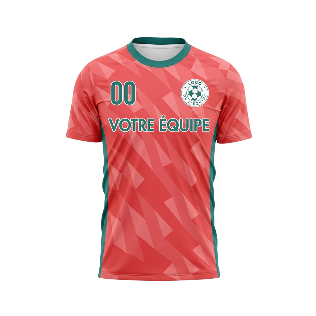 Corail Vert Géométrique Motif Maillot de Football Personnalisé