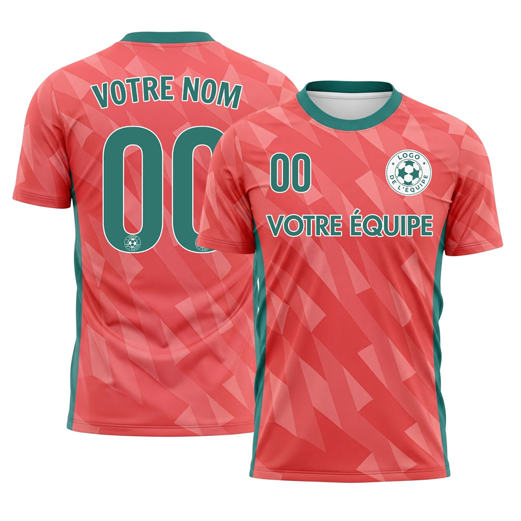 Corail Vert Géométrique Motif Maillot de Football Personnalisé