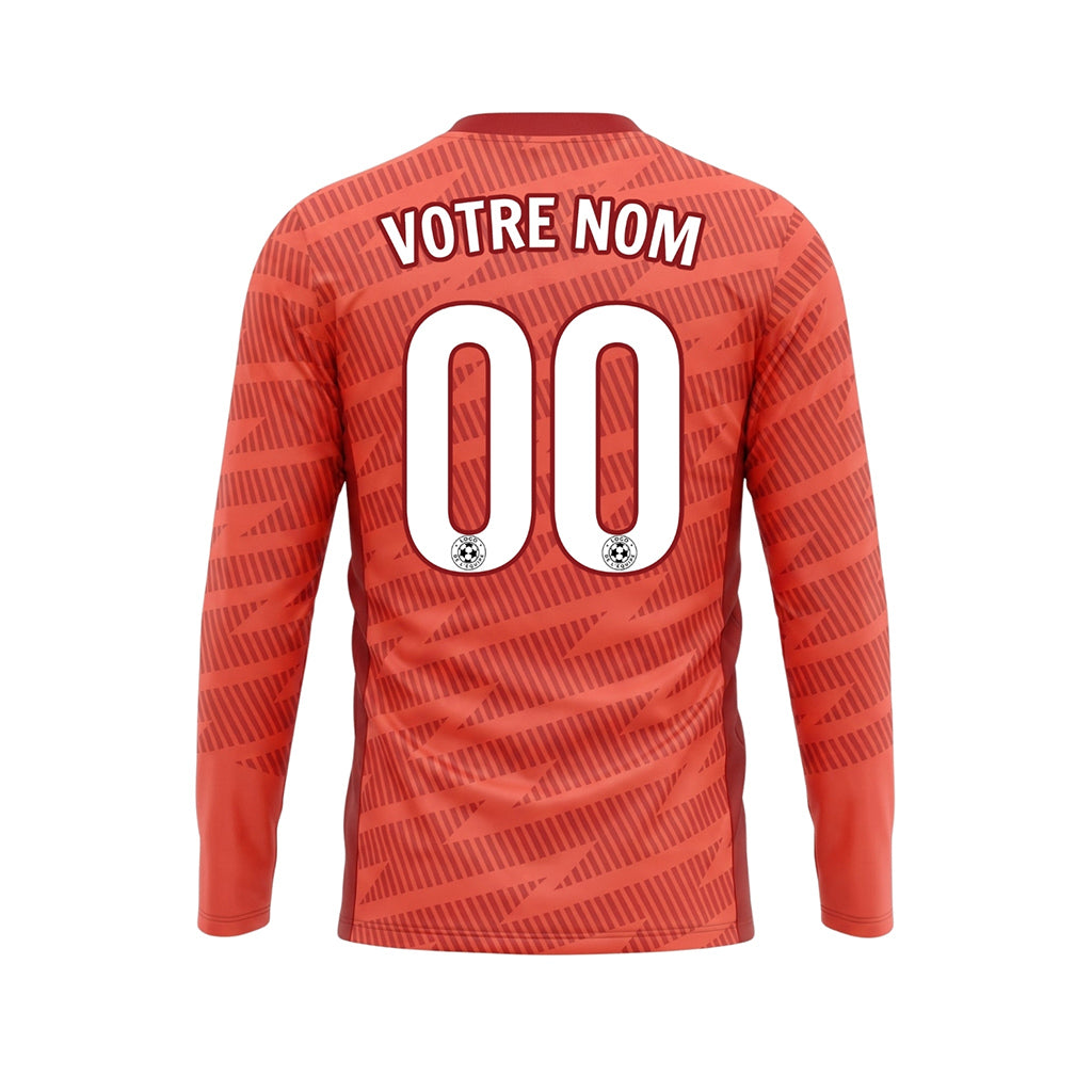 Corail Rouge Motif à Rayures Diagonales Maillot de Football Personnalisé à Manches Longues