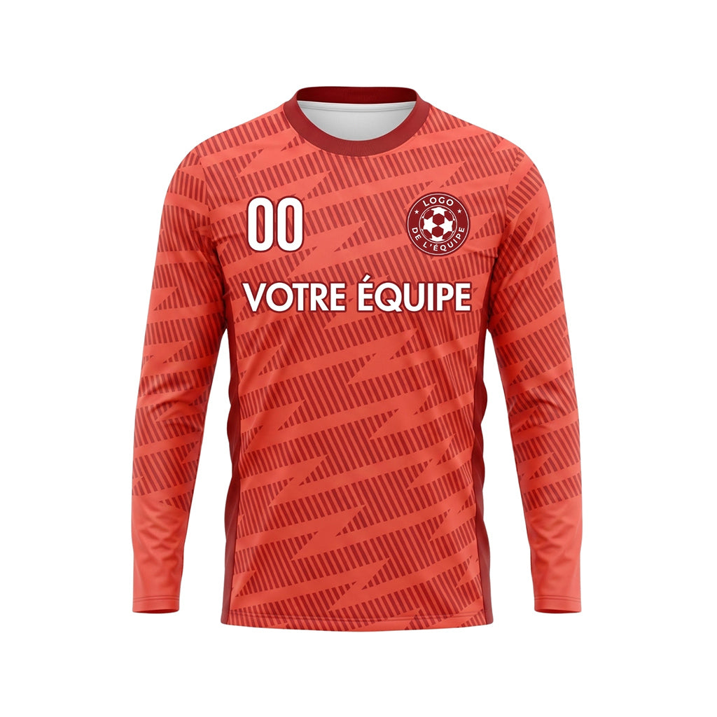 Corail Rouge Motif à Rayures Diagonales Maillot de Football Personnalisé à Manches Longues