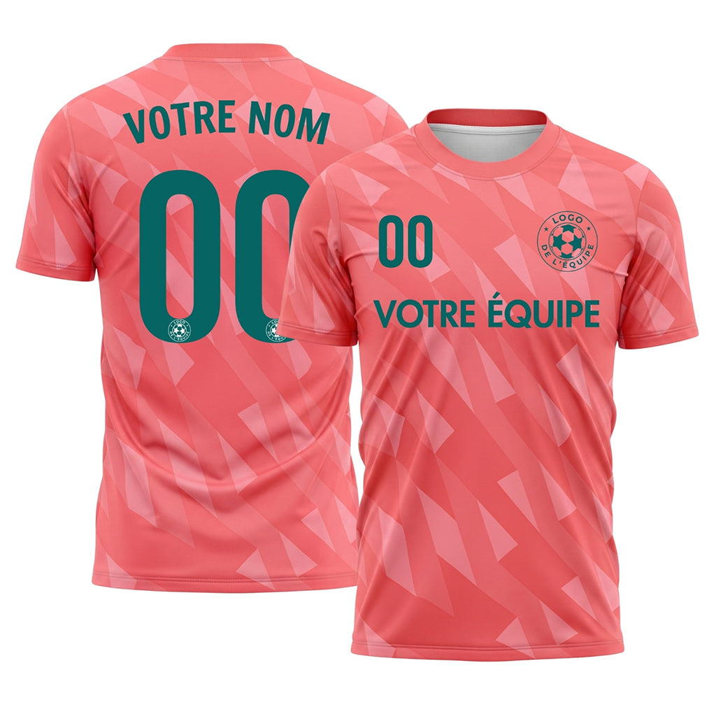 Rose Saumon Géométrique Motif Diagonal Maillot de Football Personnalisé