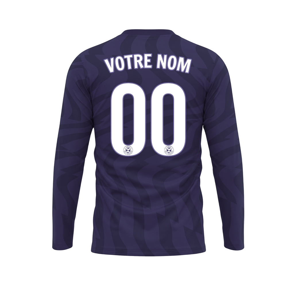 Violet Violet Foncé Motif Ondulé Maillot de Football Personnalisé à Manches Longues