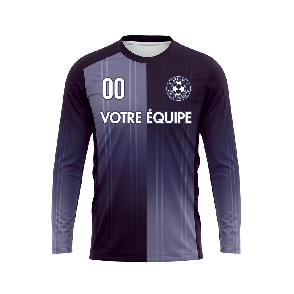 Violet Lavande Rayures Verticales Dégradées Maillot de Football Personnalisé à Manches Longues