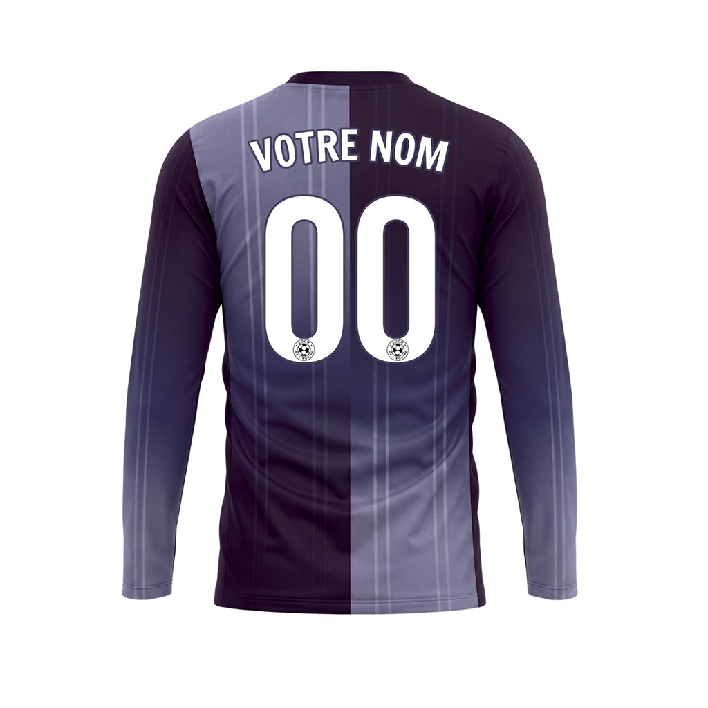 Violet Lavande Rayures Verticales Dégradées Maillot de Football Personnalisé à Manches Longues