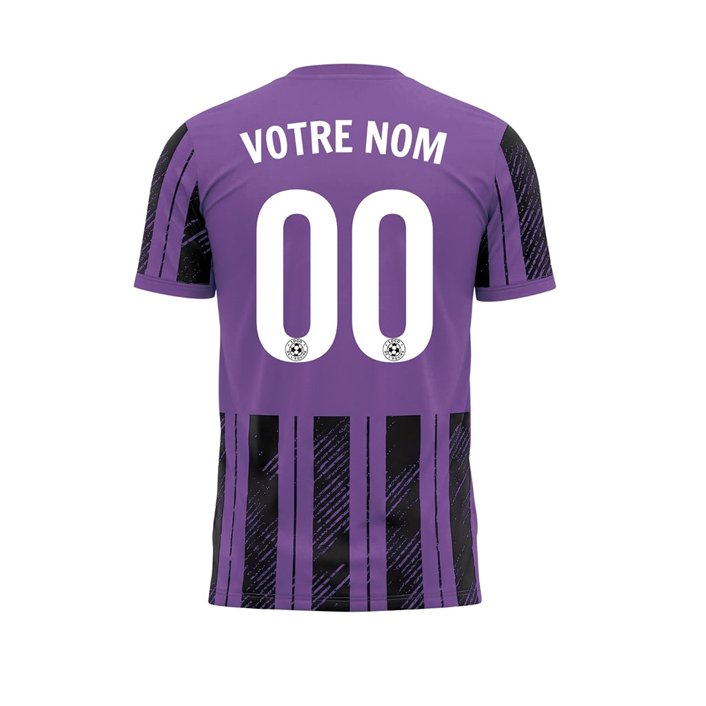 Violet Noir Discontinues Diagonales Rayures Longitudinales Motif Maillot de Football Personnalisé