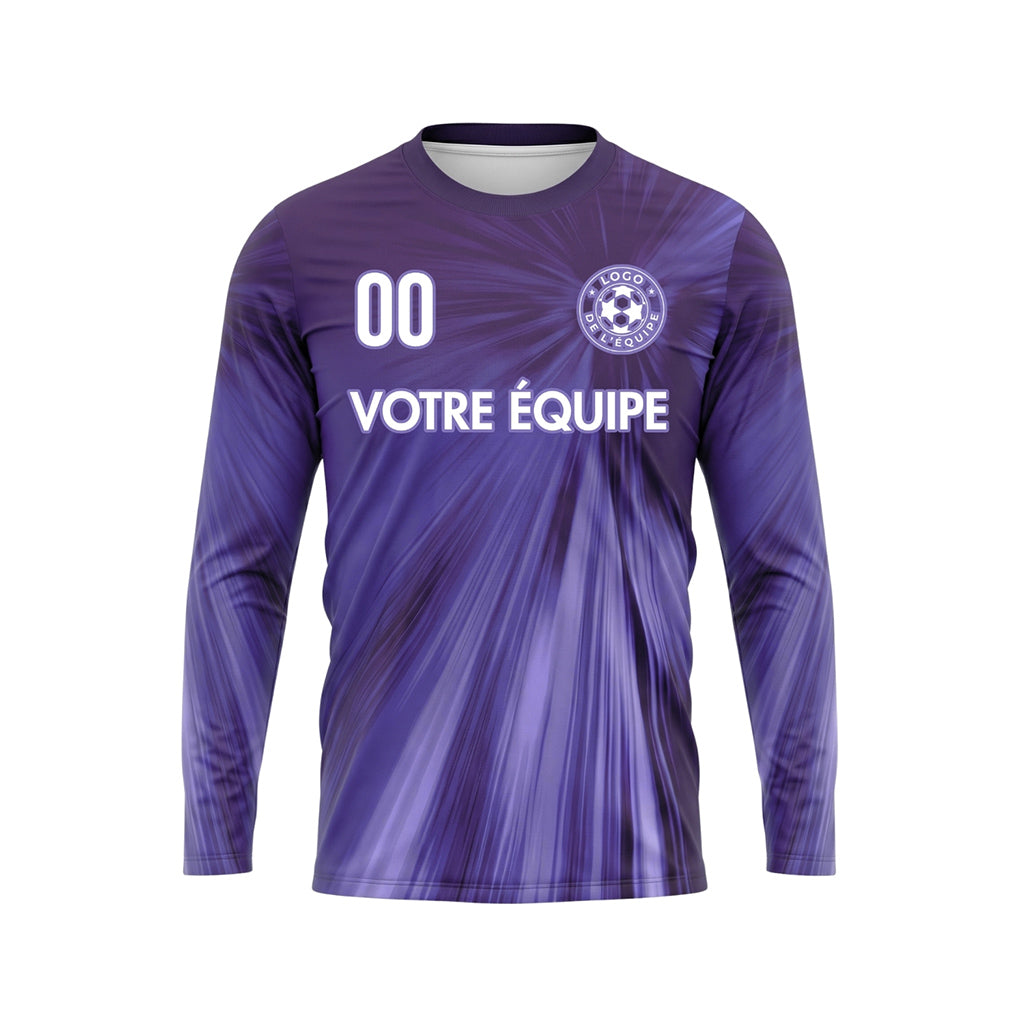 Violet Dégradé Rayonnant Maillot de Football Personnalisé à Manches Longues