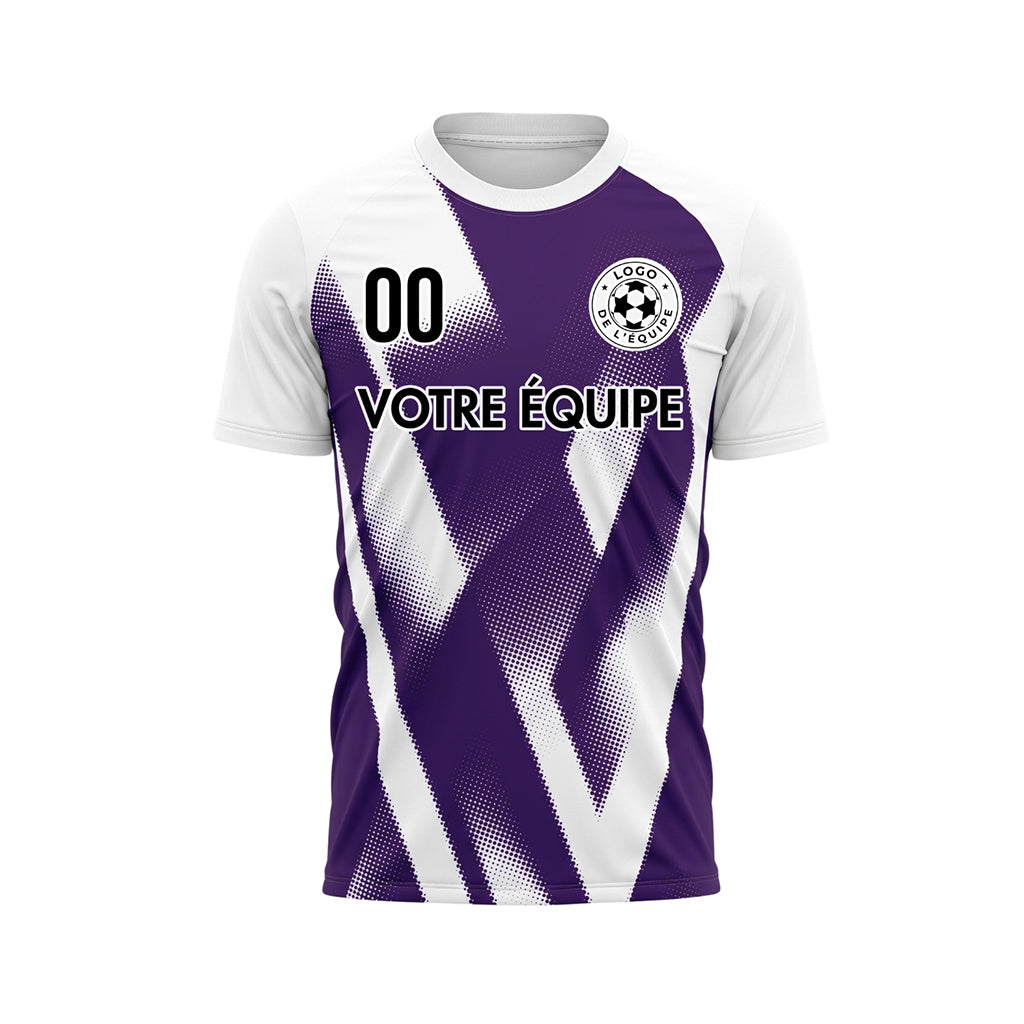 Violet Blanc Demi-Teinte Zigzag Motif Maillot de Football Personnalisé