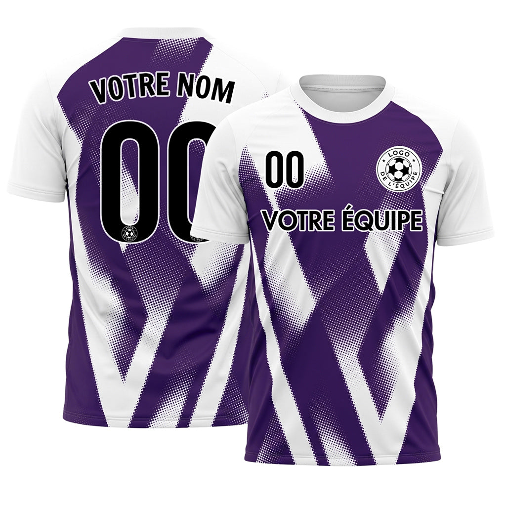 Violet Blanc Demi-Teinte Zigzag Motif Maillot de Football Personnalisé