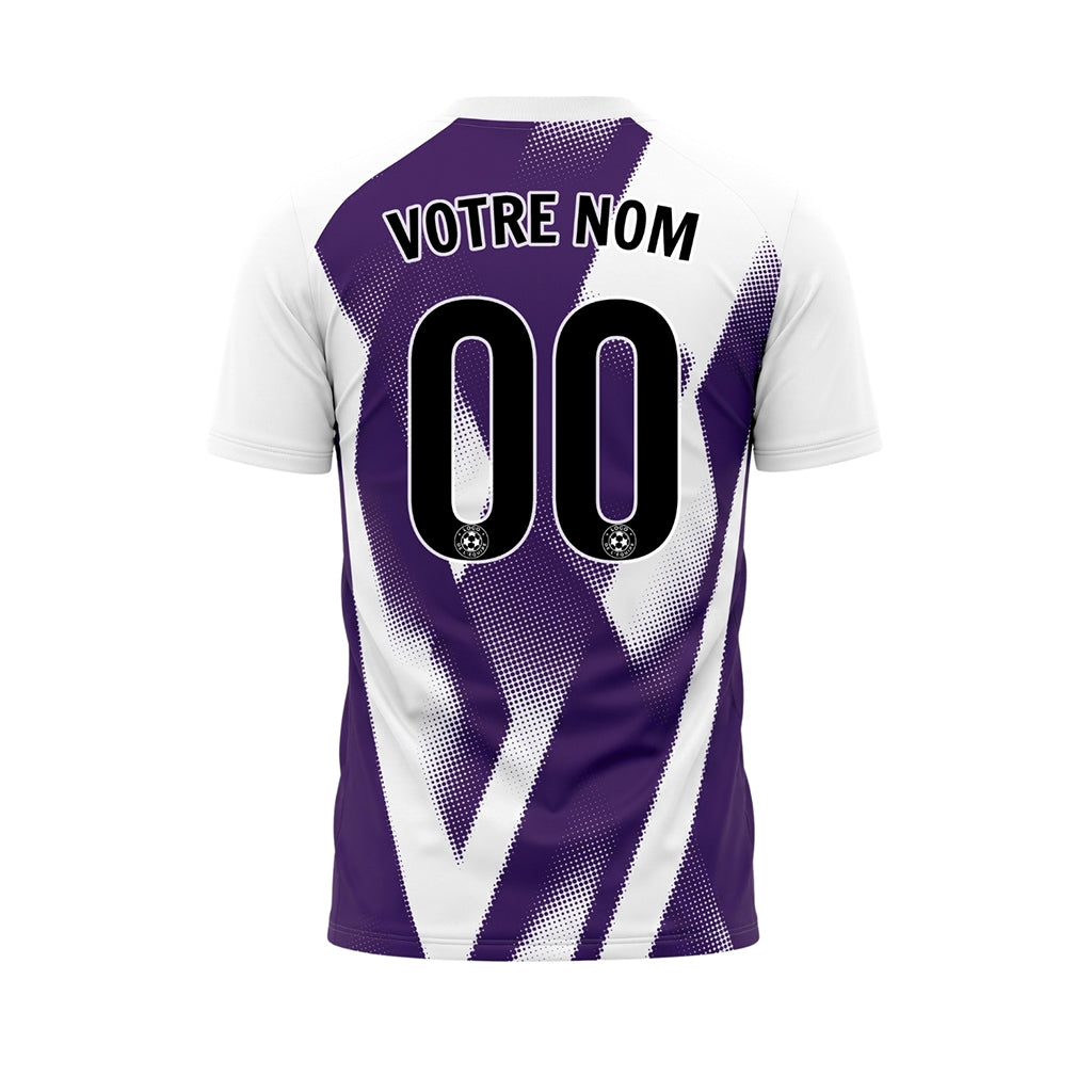Violet Blanc Demi-Teinte Zigzag Motif Maillot de Football Personnalisé