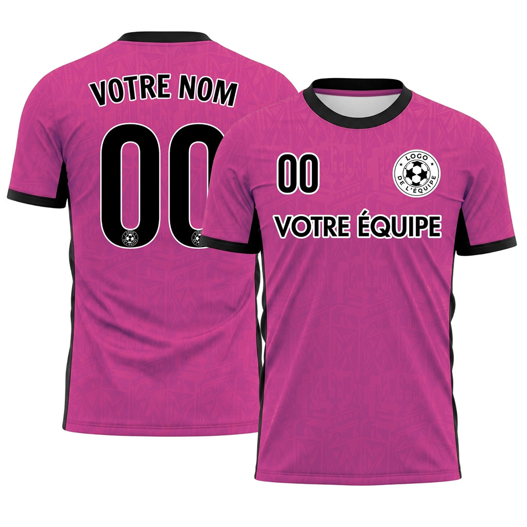 Magenta Noir Subtil Géométrique Graphique Motif Maillot de Football Personnalisé