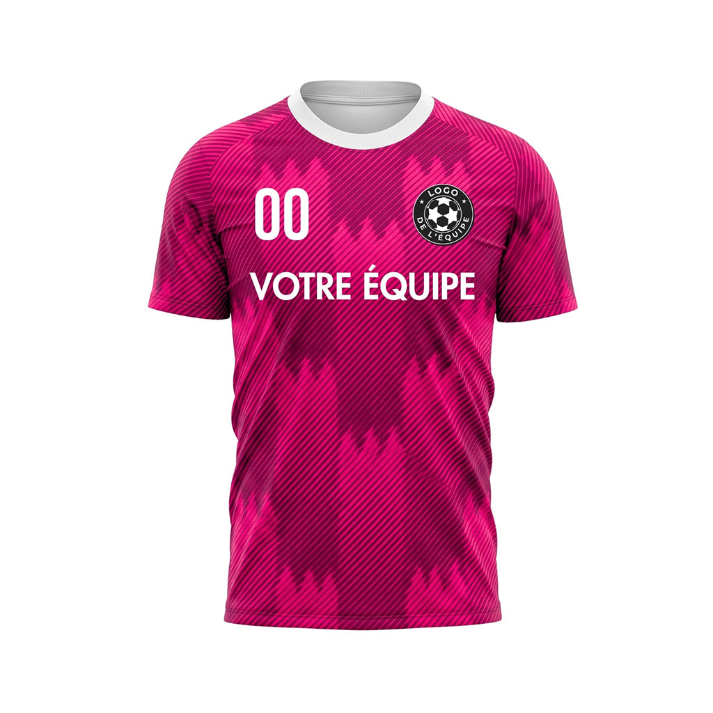 Magenta Blanc Col Zigzag Motif Maillot de Football Personnalisé