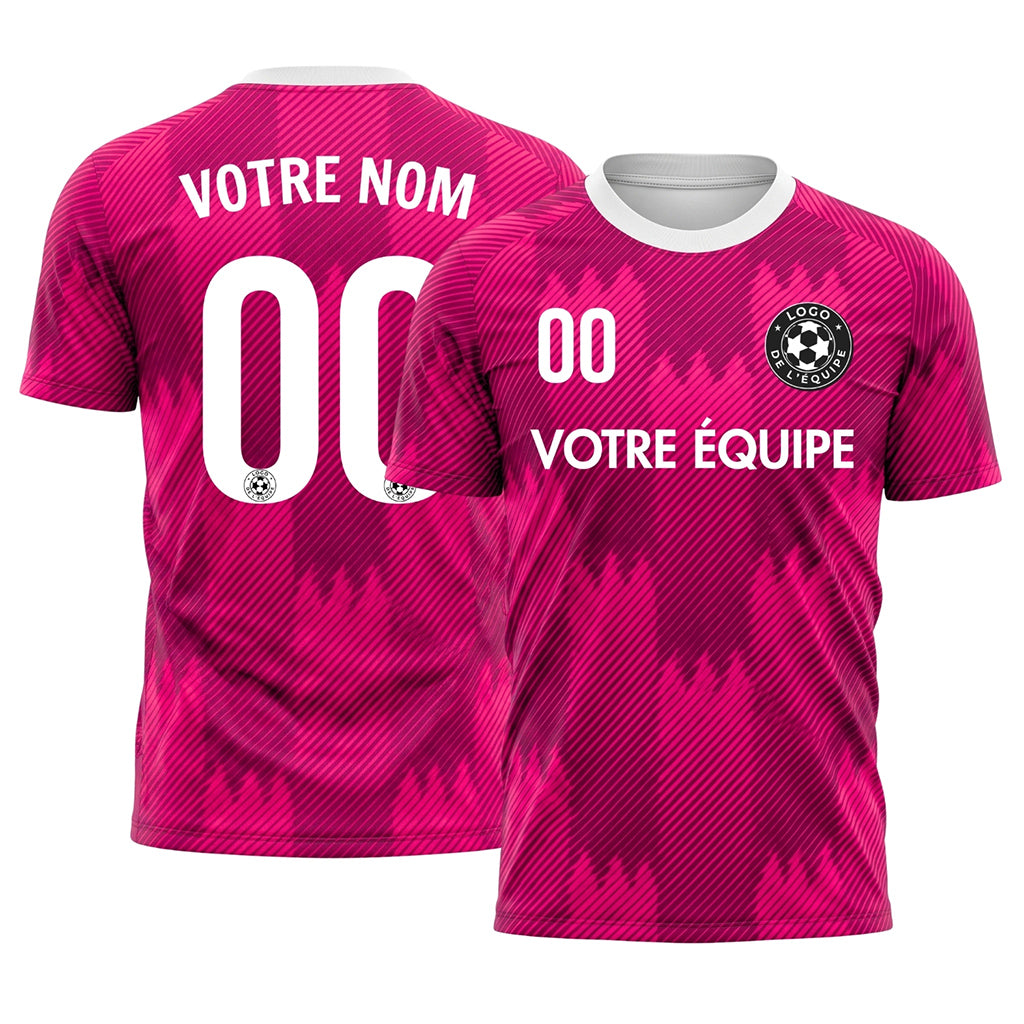 Magenta Blanc Col Zigzag Motif Maillot de Football Personnalisé