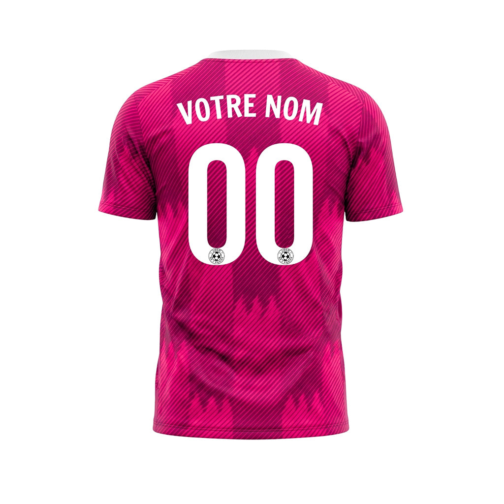 Magenta Blanc Col Zigzag Motif Maillot de Football Personnalisé