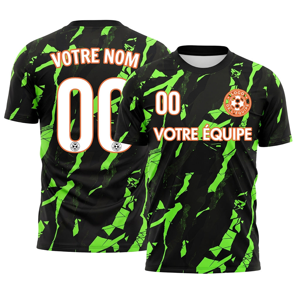 Néon Vert Noir Cyber Graphique Maillot de Football Personnalisé