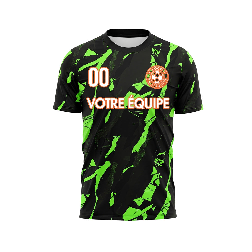 Néon Vert Noir Cyber Graphique Maillot de Football Personnalisé