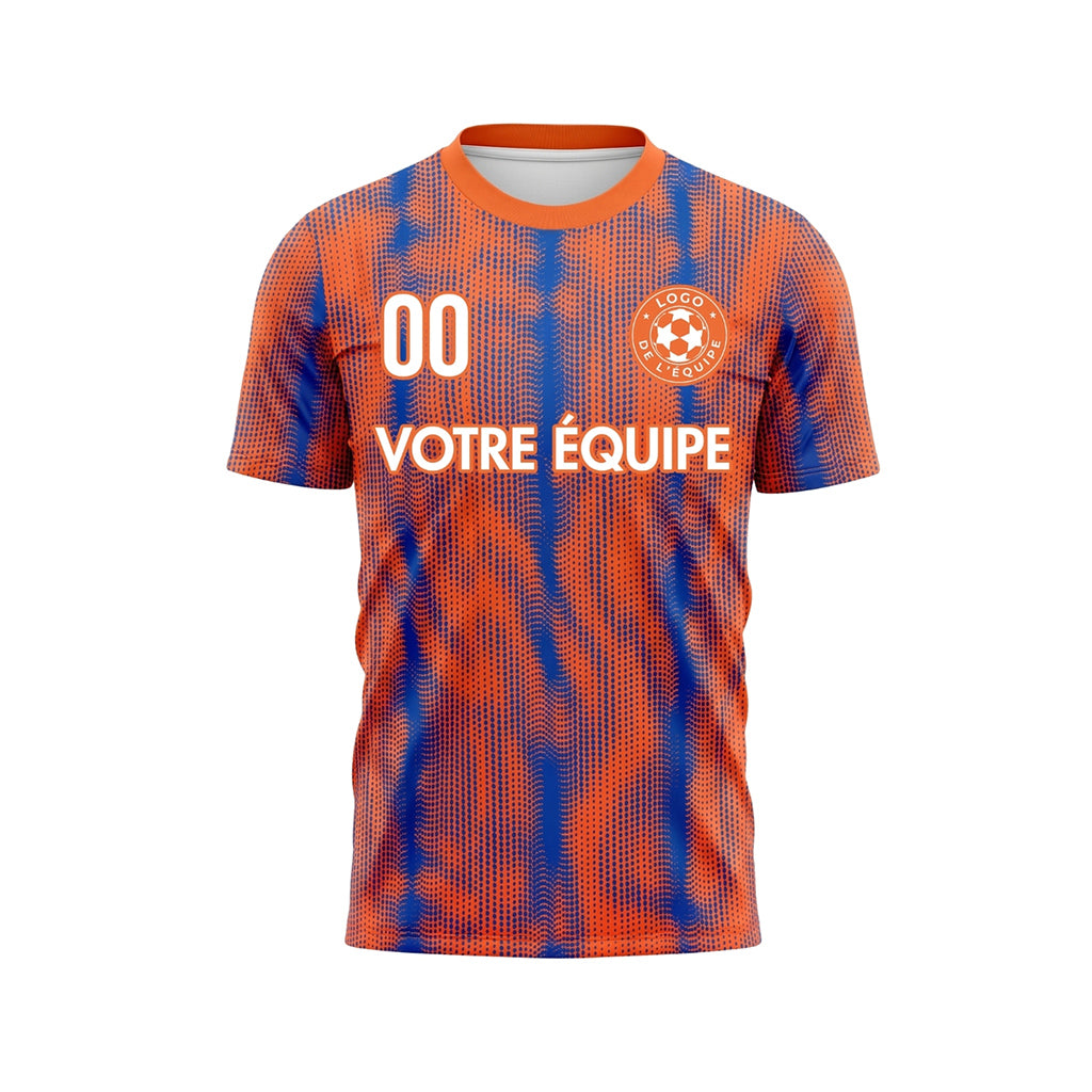Orange Bleu Vagues Pois Motif Maillot de Football Personnalisé