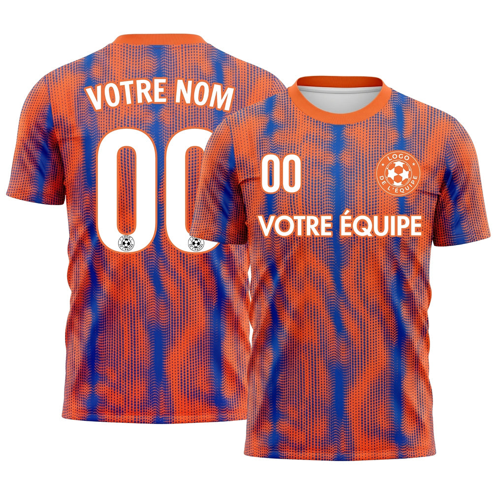 Orange Bleu Vagues Pois Motif Maillot de Football Personnalisé