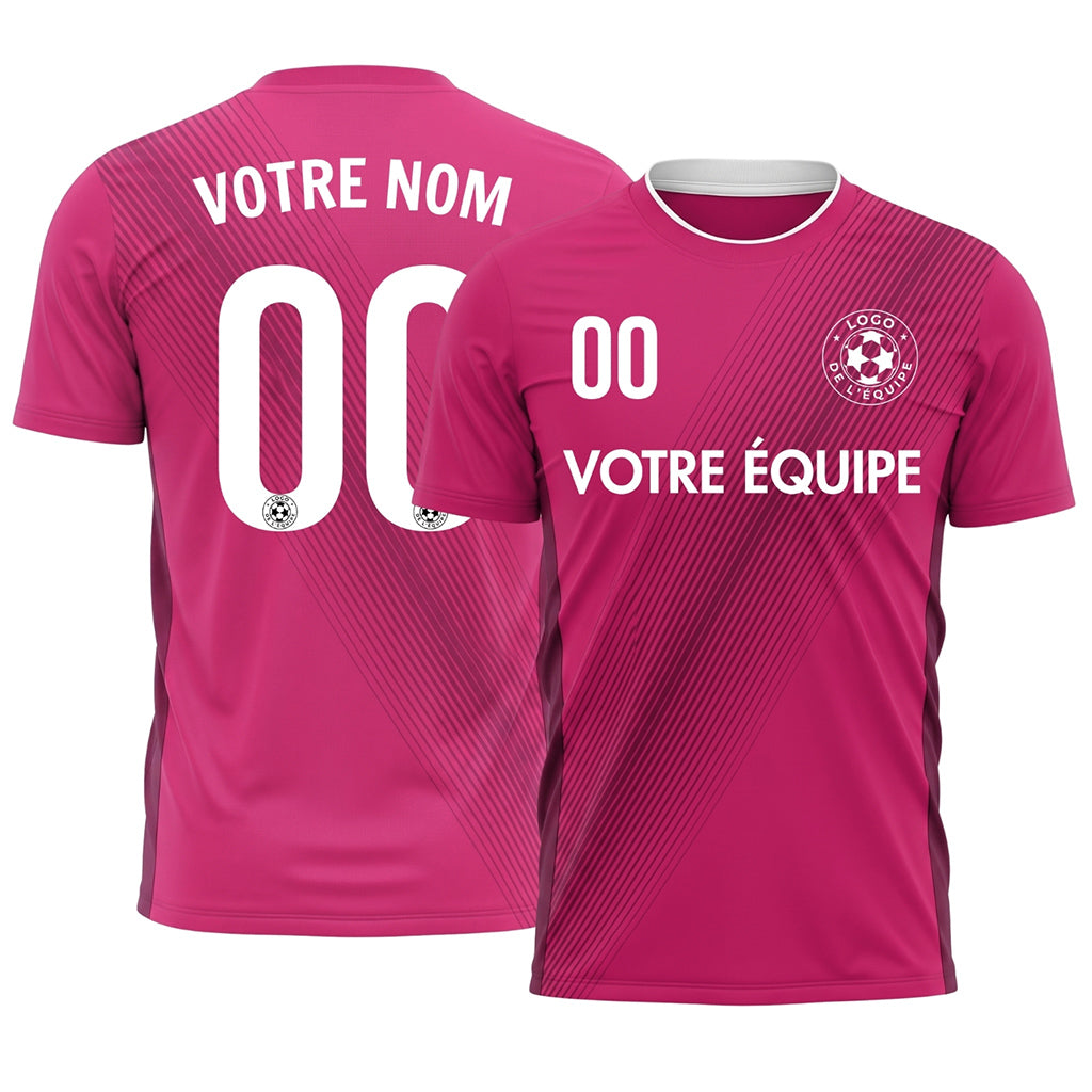 Rose Diagonales Rayures Maillot de Football Personnalisé