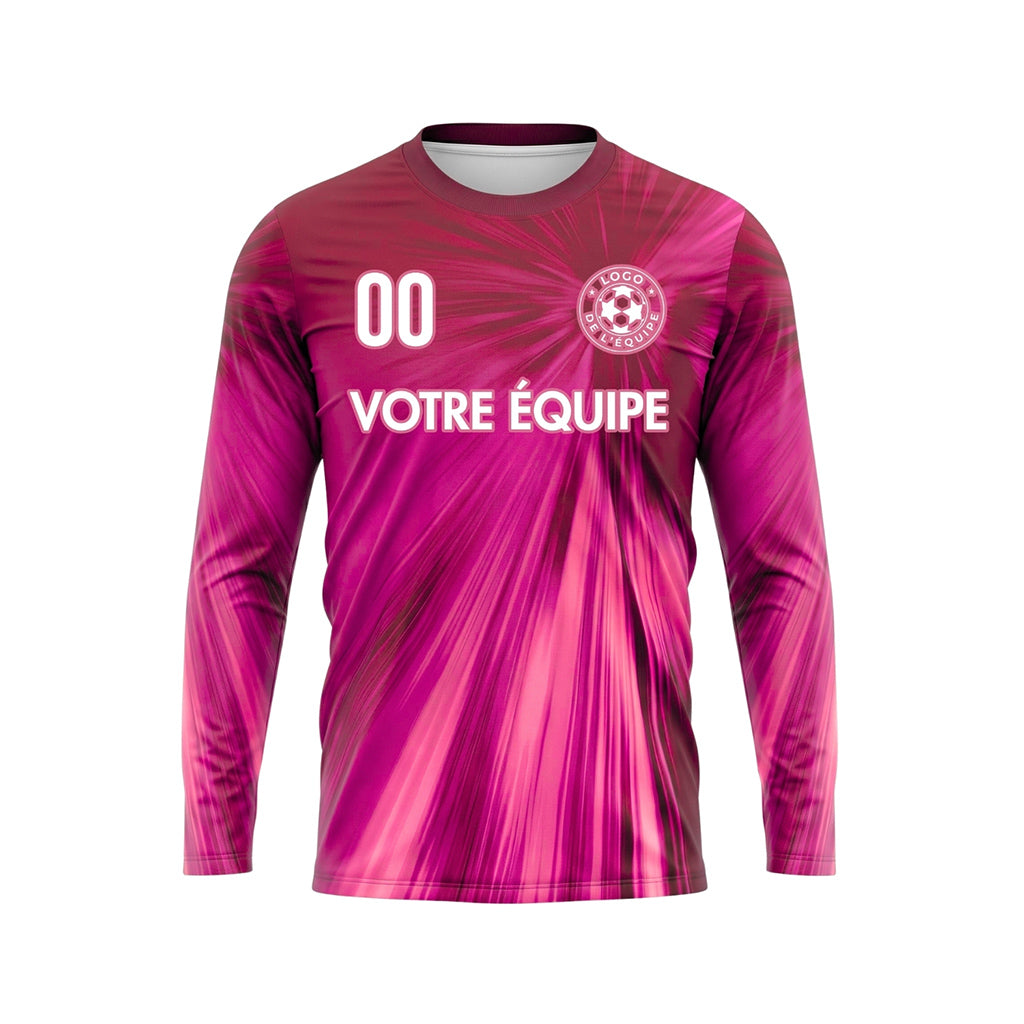 Rose Magenta Dégradé Rayonnant Maillot de Football Personnalisé à Manches Longues
