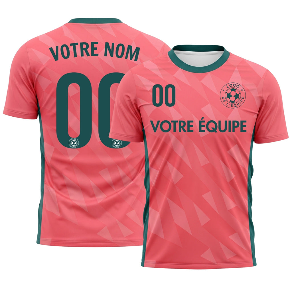 Rose Vert Géométrique Motif Triangle Maillot de Football Personnalisé