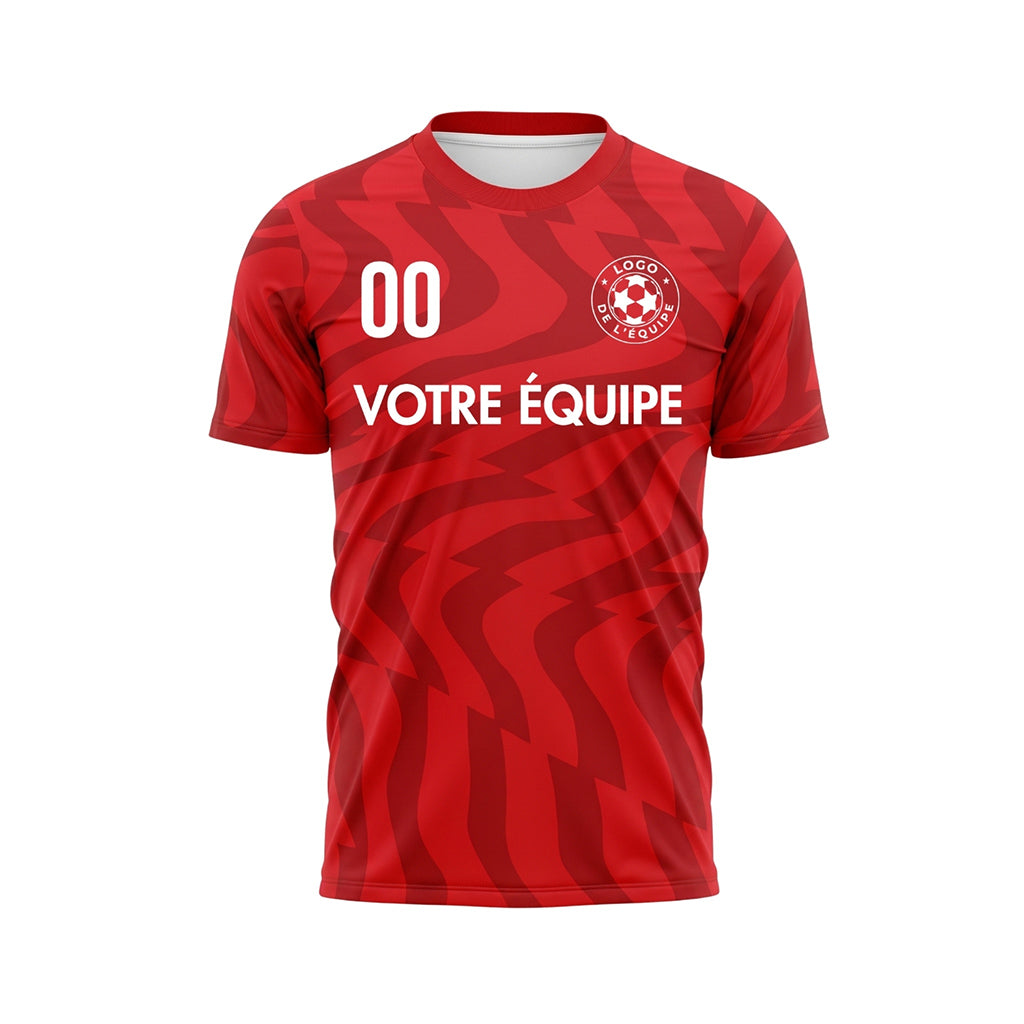 Rouge Abstrait Vagues Motif Maillot de Football Personnalisé