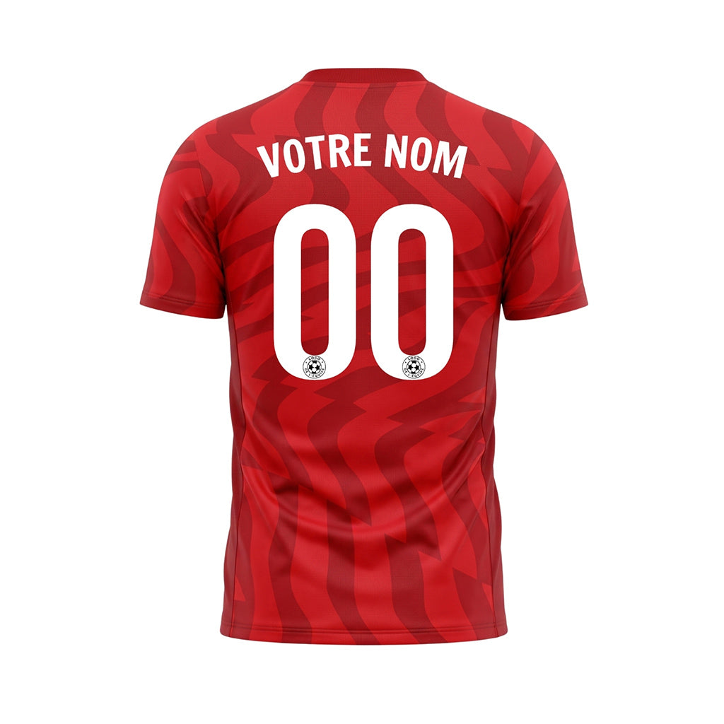 Rouge Abstrait Vagues Motif Maillot de Football Personnalisé
