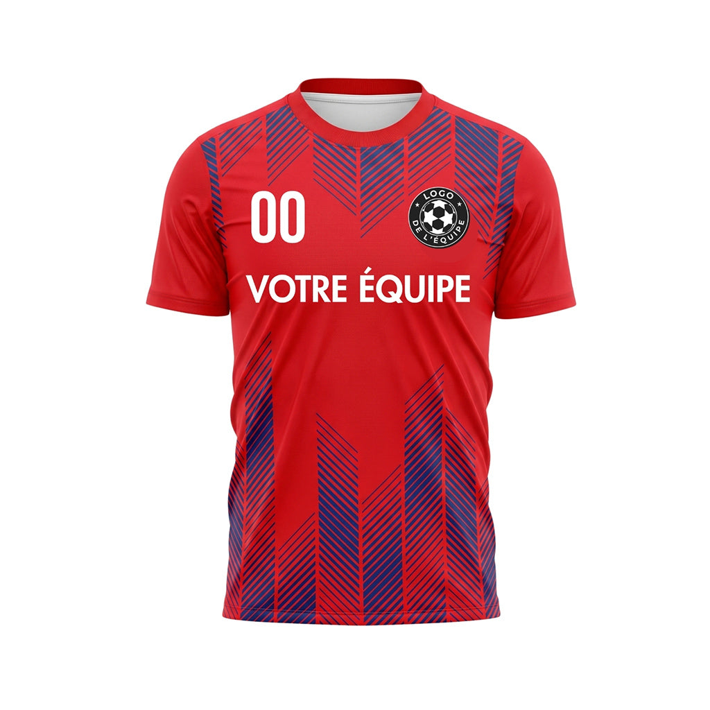Rouge Bleu Chevron Motif Maillot de Football Personnalisé
