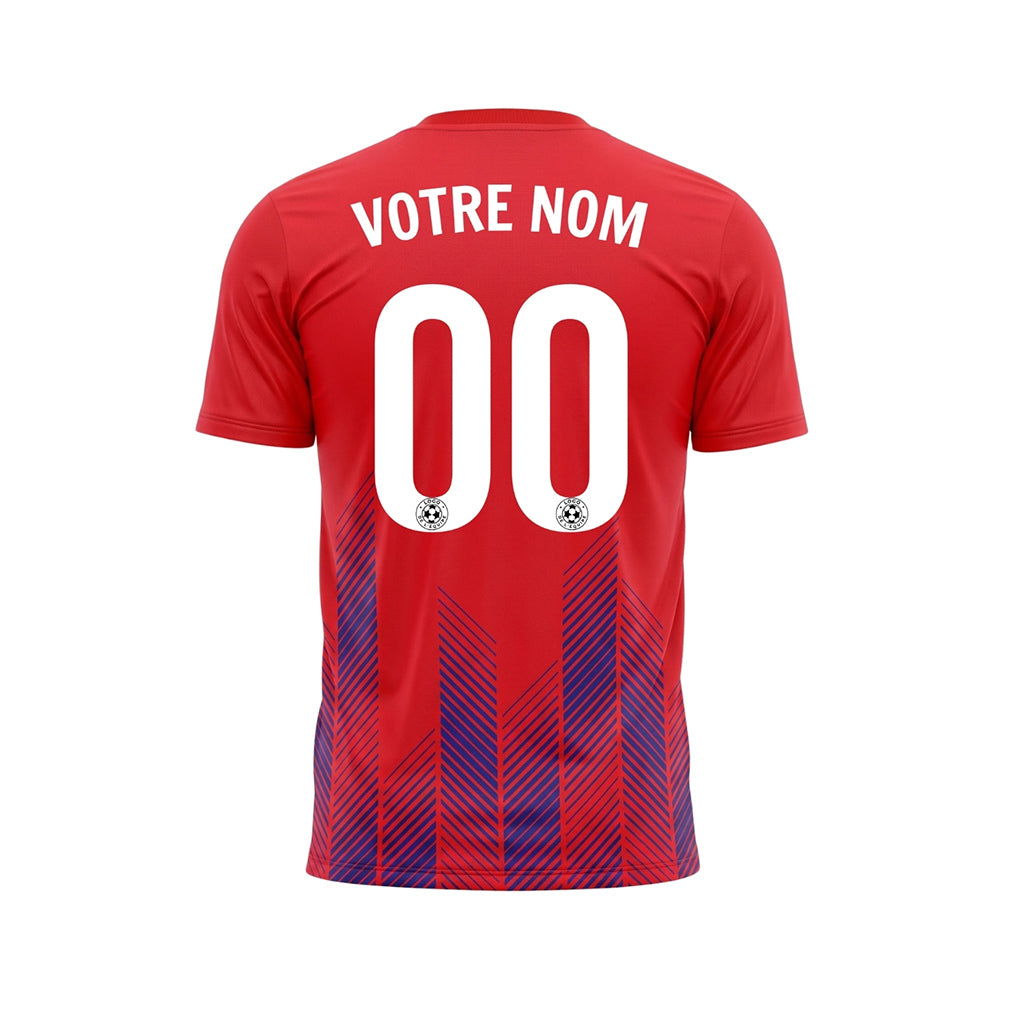 Rouge Bleu Chevron Motif Maillot de Football Personnalisé