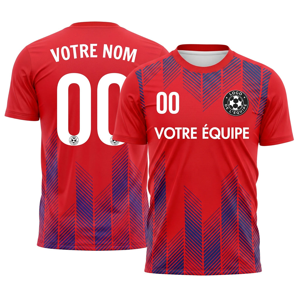 Rouge Bleu Chevron Motif Maillot de Football Personnalisé