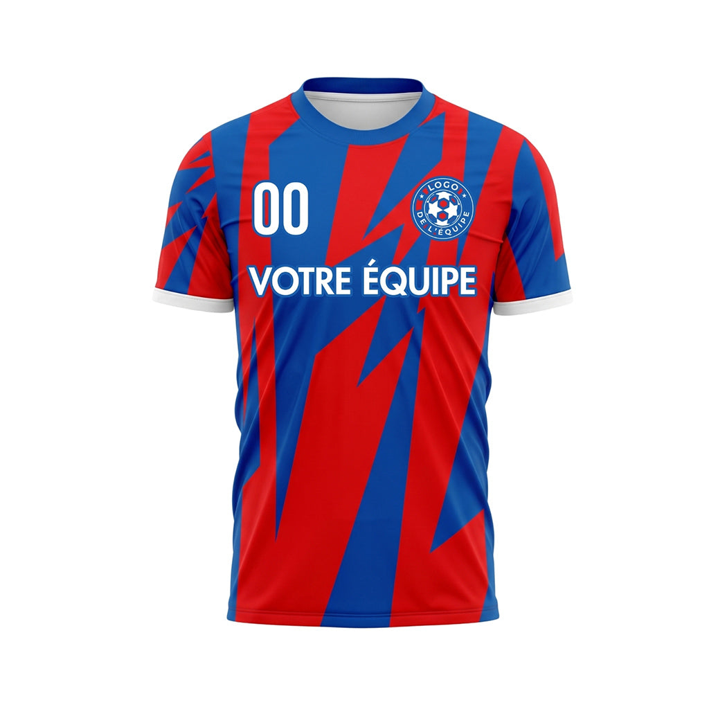 Rouge Bleu Géométrique Effet Brisé Motif Maillot de Football Personnalisé